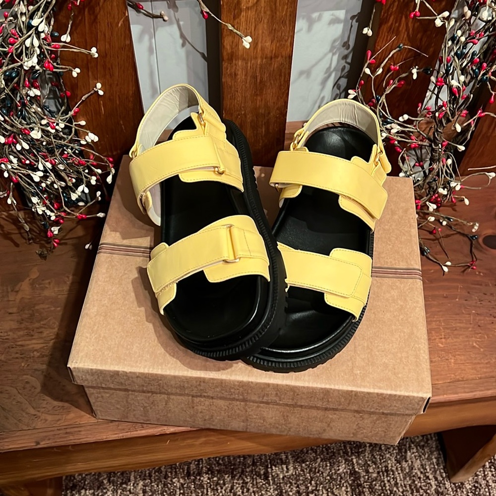 Mauve Anthropologie yellow NWT sandals🥰😘